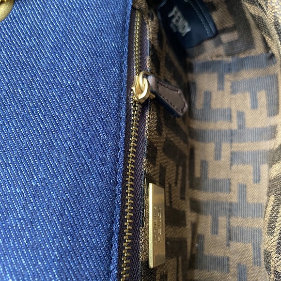 Fendi Baguette Series Denim Ff Embossed Baguette Bag - Picture 6 of 11